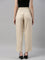 Women Solid Light Beige Mid Rise Casual Pants