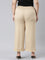 Women Solid Wheat Mid Rise Linen Wide Pant