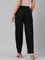 Women Solid Black Mid Rise Casual Pants