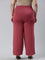 Women Solid Rusty Pink Viscose Mid Rise Knit Palazzos