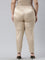 Women Solid Light Gold Mid Rise Shiny Pants