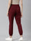 Women Solid Maroon Mid Rise Casual Joggers