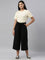 Women Solid Black Linen Mid Rise Culottes