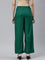 Women Solid Bottle Green Woven Viscose Mid Rise Basic Palazzos