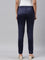 Women Solid Navy Mid Rise Shiny Pants