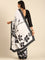 Black & white satin printed saree with hand embroidery & ready made blouse