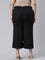 Women Solid Black Linen Mid Rise Culottes