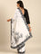 Black & white satin printed saree with hand embroidery & ready made blouse