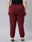 Women Solid Maroon Mid Rise Casual Joggers