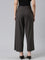 Women Solid Silver Grey Mid Rise Ribbed Palazzos