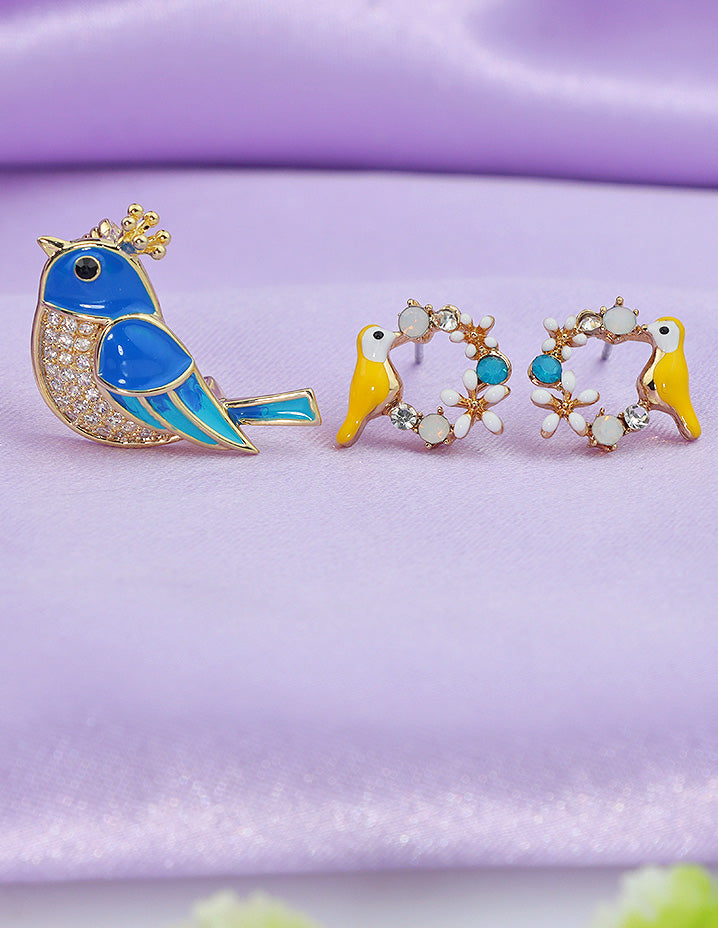 Designer Ceramic Earrings and Brooch Combo