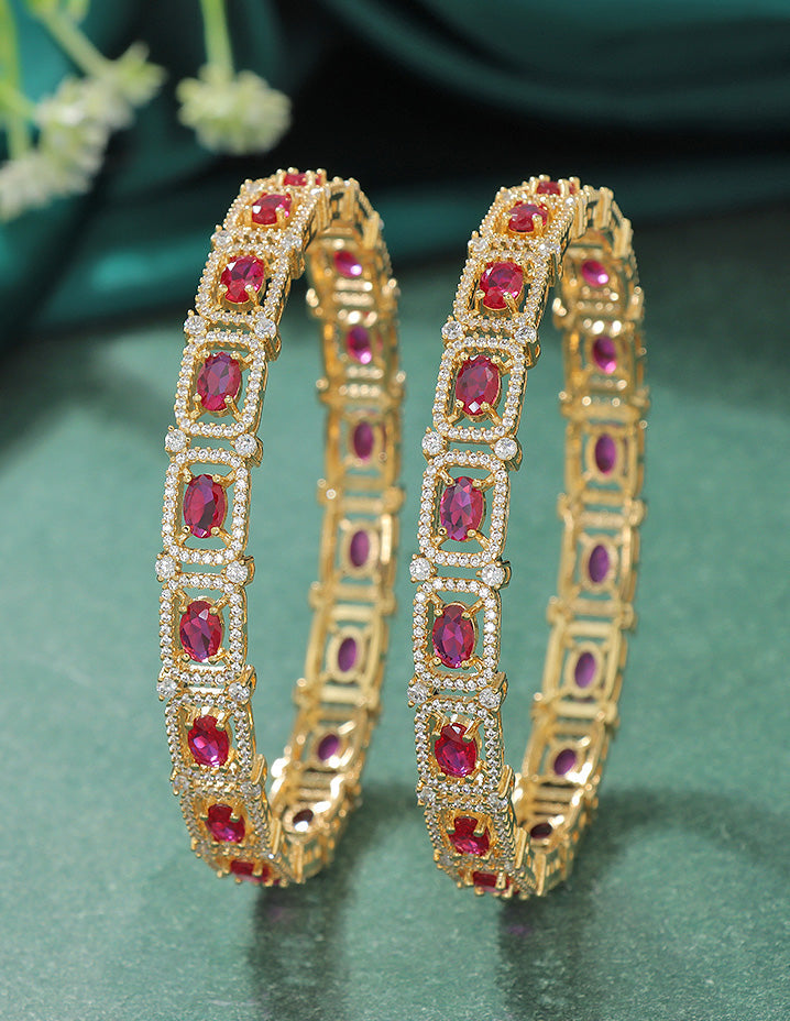 Designer Zirconia Ruby Radiance Bangle