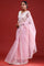 Cotton Pink Crafted Organza Saree
