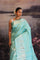 Cyan Blue Kanjivaram Silk Saree With Florals