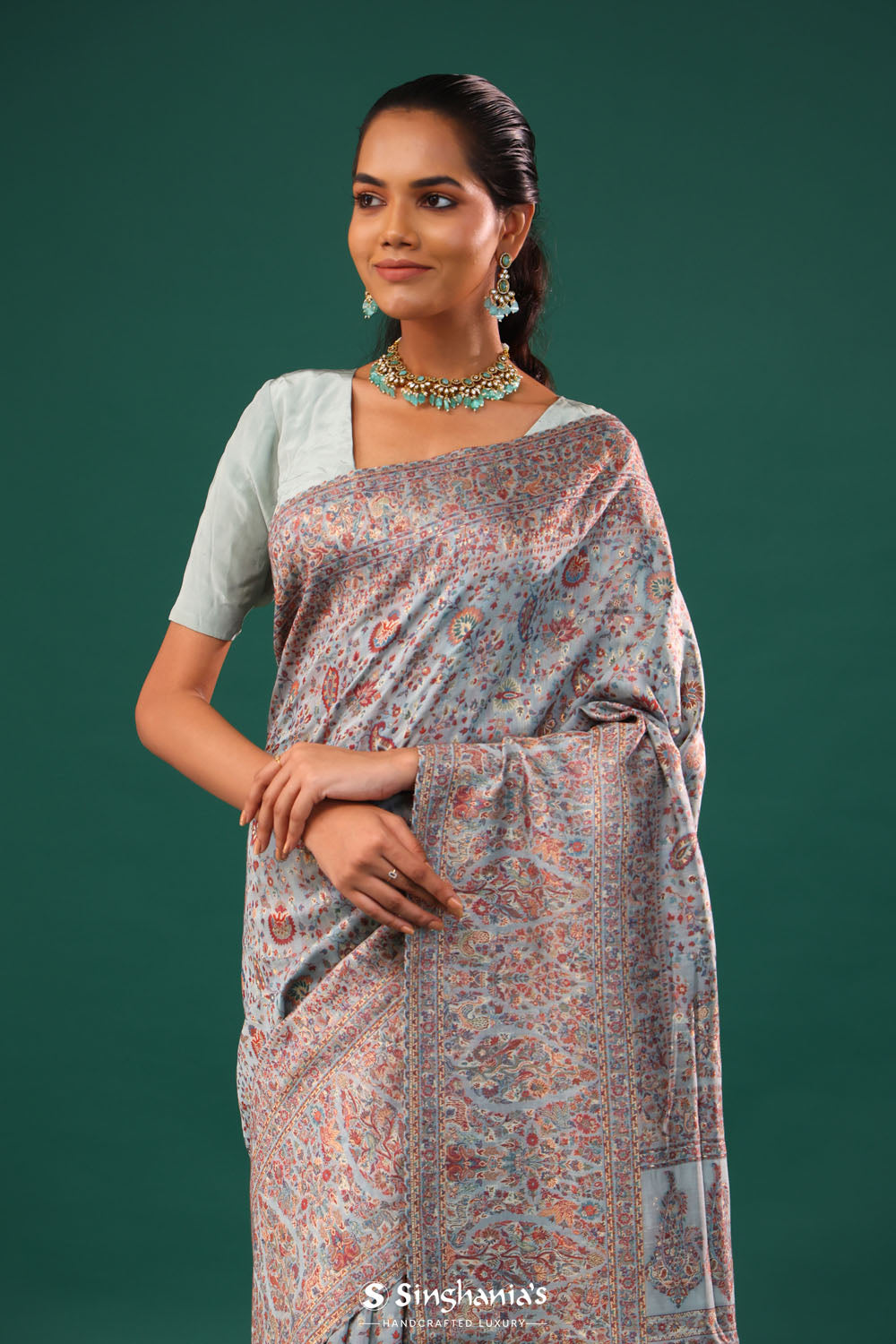 Kani Kashmiri Silk Saree - Marian Blue