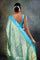 Jalli Kanjivaram Silk Saree In Tiffany Blue