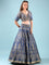 Blue Silk Hand Embroidery Ghagra Set