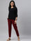 Women Solid Maroon Cotton Mid Rise Kurti Pants