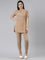 Beige Cotton Stretch Ankle Length Leggings