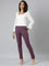 Women Solid Purple Stretch Ponte Pants