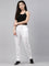 Women Solid White Comfort Fit Cotton Pants