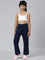 Girls Navy Side Stripe Mid Rise Track Pants