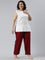 Women Solid Bright Red Viscose Mid Rise Casual Pants