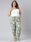 Green Cotton Knit Printed Lounge Pants