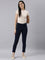 Women Solid Navy Mid Rise Cropped Jeggings