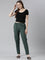 Women Solid Dark Green Comfort Fit Cotton Pants