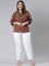 Women Solid White Comfort Fit Cotton Pants