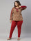 Women Solid Cherry Cotton Mid Rise Kurti Pants