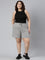 Women Solid Ebony Grey Mid Rise Casual Shorts