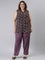 Women Solid Purple Mid Rise Casual Rib Pants