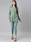 Ocean Green Cotton Stretch Cropped Leggings