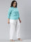 Women Solid White Viscose Mid Rise Casual Pants