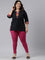 Dark Rose Drop Needle Fabric Rib Leggings