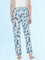 Blue Cotton Knit Printed Lounge Pants