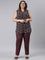 Women Solid Dark Wine Comfort Fit Cotton Pants