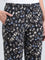 Black Cotton Knit Printed Lounge Pants