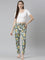 Green Cotton Knit Printed Lounge Pants