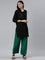 Women Solid Bottle Green Woven Viscose Mid Rise Basic Palazzos