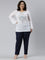 Women Solid Navy Cotton Pencil Pant