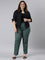 Women Solid Dark Green Comfort Fit Cotton Pants