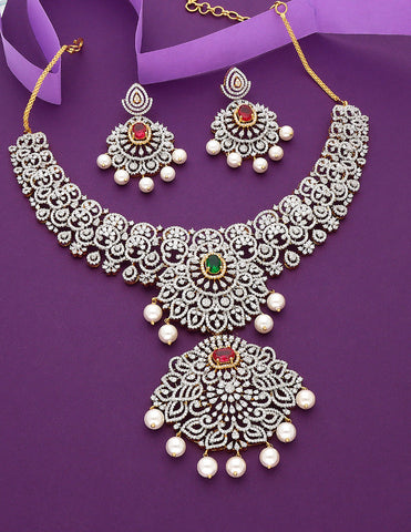 Designer GJ Polish Zirconia Necklace Set