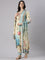 Cream Muslin Printed Three Piece Set