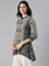 Grey Crepe Kalamkari Print Top