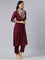 Neerus Purple Regular Straight Solid Kurta and Trousers With Dupatta