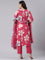 Magenta cotton printed three piece set