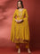 Mustard three piece georgette suit set with floral embroidery